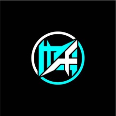 Modern minimalist design with the initials letter M X square and rings around it.