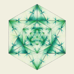 Sacred Geometry Green Metatron Cube
