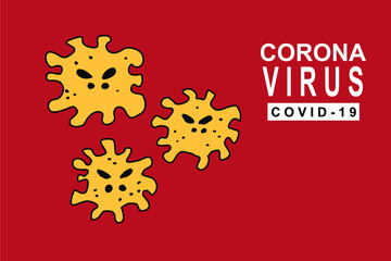 Yellow virus vector illustration on red background
