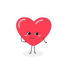 Beautiful cartoon pink heart character flat design