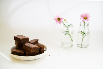 Chocolate brownie bits with place for text.