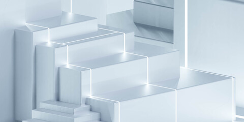 abstract white futuristic geometric shape surface 3d render illustration
