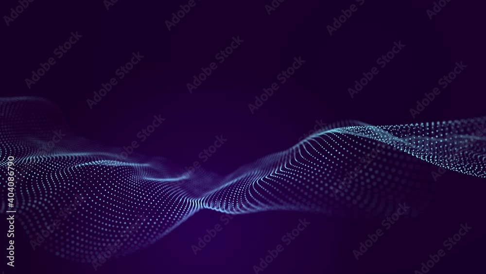 Poster Futuristic wave. 3D visualization of big data. Analytical presentation.3D rendering. Seamless loop.