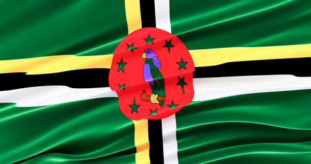 3D render of dominica flag for Memorial Day, dominica Waving Flag, Independence Day.