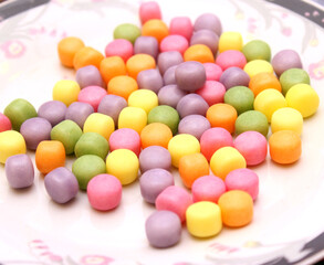 Fototapeta na wymiar Colorful jelly beans in a bowl