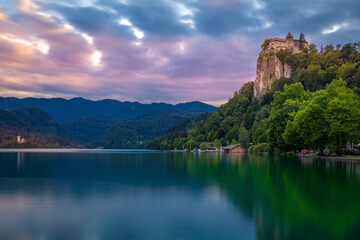 Naklejka premium Old Castle and lake Bled in Bled, Slovenia.