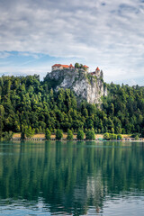 Fototapeta na wymiar Old Castle and lake Bled in Bled, Slovenia.