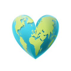 Valentines day. The earth in the shape of a heart. 3d vector illustration