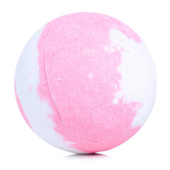 Pink bath ball bomb aroma cosmetic soap on white background isolation