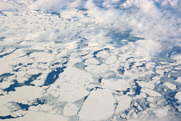 Fototapeta premium Aerial view of ice floes