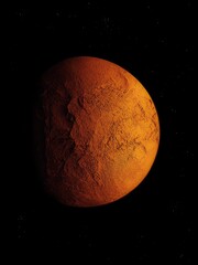mars isolated, rocky planet in space, cosmic landscape, surface of the planet.