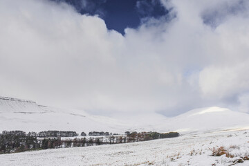 Winter snowfall in the Brecon Beacons, Wales, UK

