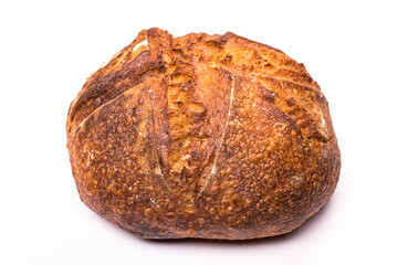 Round loaf of freshly backed sourdough bread