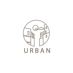 urban logo, simple outline, circle illustration, vector design
