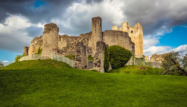 A view of the ruins of the castle at Conisbrough, UK in springtime