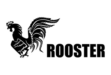 Fototapeta na wymiar Rooster is a flightless bird. Silhouette, sign, logo. Vector illustration