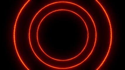 Glowing fiery rings of circles video animation