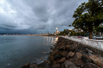 Edge of the city of Santos in a cloudy late afternoon.