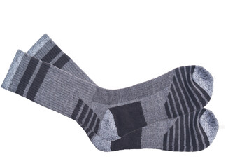 Pair of gray socks isolated on white background
