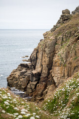 arounds porthgwarra and porthcurno on the coast path cornwall England uk 