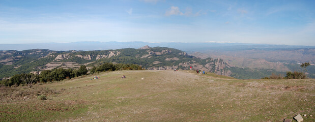 Panorama of the forests and mountains of La Mola, in Catalonia, in the province of Barcelona (Spain). Next to Montserrat. Catalonia, El Vallès
