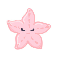 Pink Starfish Vector flat Illustration. Cute cartoon character. Sea creature