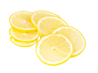 Yellow citrus lemon slice fruit isolated on the white