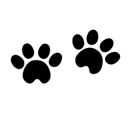 Fototapeta na wymiar Vector black pet dog ,cat footprint paw mark silhouette drawing sign illustration isolated on white background.T shirt print design.Sticker. Logo.