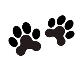 Fototapeta na wymiar Animal paw print vector icon. Dog footprint trail sign. Pet foot shape mark symbol. Petshop store or vet logo. Black silhouette isolated on white background. Cat marks.