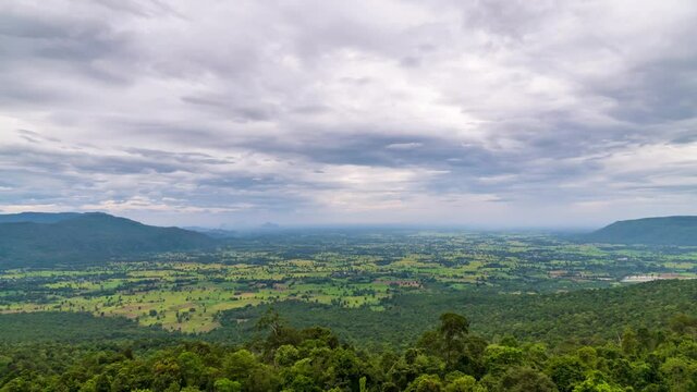 Mountain and valley in Noen Maprang district, famous travel destination in Phitsanulok province, Thailand - time lapse