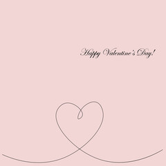 Valentines day card with heart, vector illustration