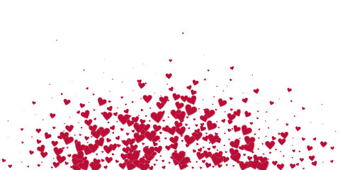 Obraz na płótnie Canvas Red heart love confettis. Valentine's day explosion tempting background. Falling stitched paper hearts confetti on white background. Divine vector illustration.