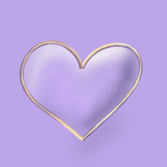 Purple heart with iridescence in a white gold frame