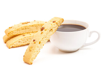 Almond and Walnut Biscotti on a White Background