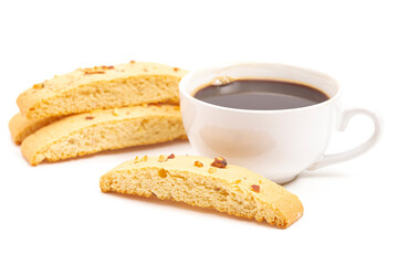 Almond and Walnut Biscotti on a White Background