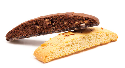 Two Types of Gourmet Biscotti on a White Background