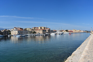 Fototapeta premium pier with a view of the Greek city