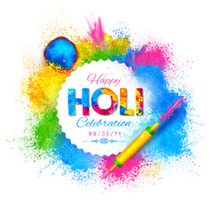 illustration of colorful Happy Holi Background for Festival of Colors celebration greetings - 404123528