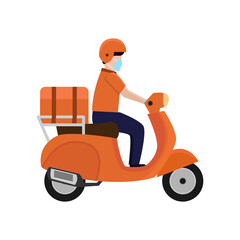 Courier delivery motorcycle service, flat design vector