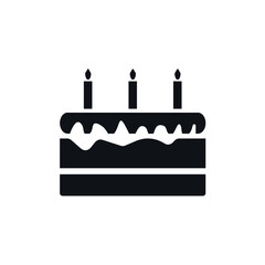 Birthday cake icon vector illustration. Happy birthday. Cake for birthday celebration with three candles.