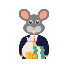Corruption vector concept, money and mouse vector design