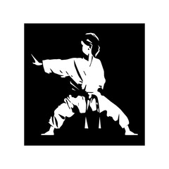 White silhouette illustration martial art kid design vector