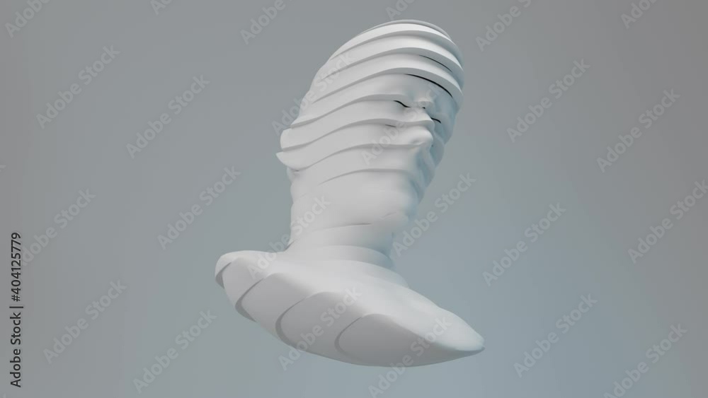 Poster loopable animation 3d render of sliced head. artificial intelligence concept. abstract geometric fac