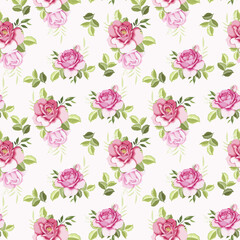 Beautiful seamless pattern beautiful flower and leaves Premium Vector