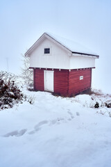 old store house in the snow