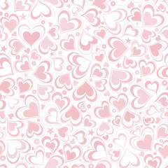 Bright summer pattern with flowers and hearts pink color. Seamless background. Vector illustration. - 404132758