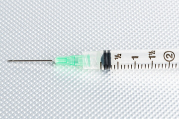 Hygienic Single-Use Disposable Injection On Metal Background