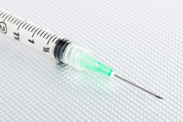 Hygienic Single-Use Disposable Injection On Metal Background