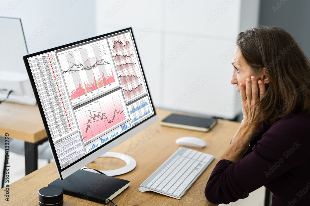 Poster sad unhappy trader and stock broker