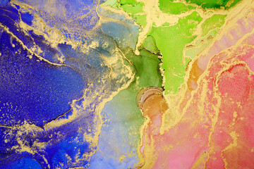 Alcohol ink art.Mixing liquid paints. Modern, abstract colorful background, wallpaper. Marble texture.Translucent colors